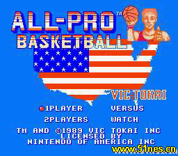 fc/nes游戏 全美职业篮球(美版)
