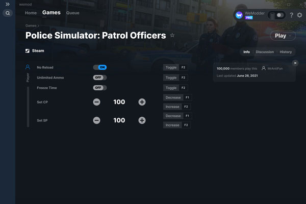 警察模拟器巡警五项修改器 v1.0 WeMod(暂未上线)