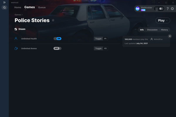 警察故事无限生命弹药修改器 v2021.07.04 WeMod(暂未上线)